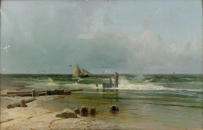Segelboot am Strand von Arseniy Ivanovich Meshchersky