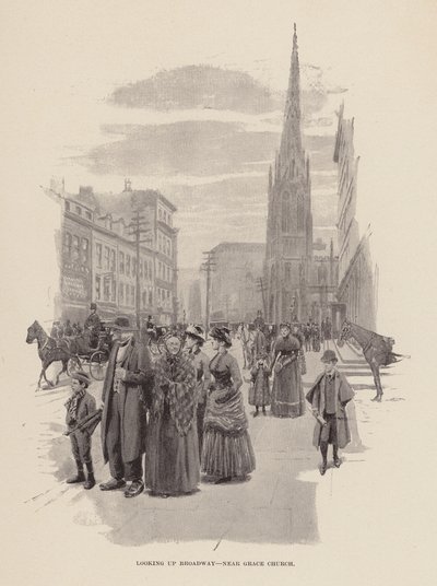 Broadway hinaufblickend, nahe Grace Church von Arthur Burdett Frost