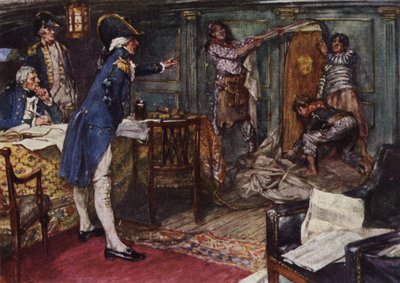 Nelson lässt sich den Sarg von Kapitän Hallowell gegen die Schottwand seiner Kabine stellen von Arthur David McCormick