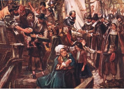 Die Kais waren mit verhungernden Leuten gesäumt, Illustration aus Romance of History: The Netherlands, 1920er Jahre von Arthur David McCormick