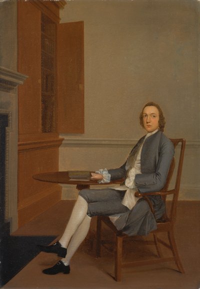 Ein Unbekannter Mann an einem Tisch Sitzend von Arthur Devis