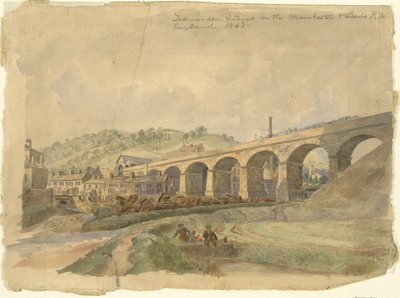 Todmorden Viadukt an der Manchester & Leeds Eisenbahn, England 1843 von Arthur Fitzwilliam Tait