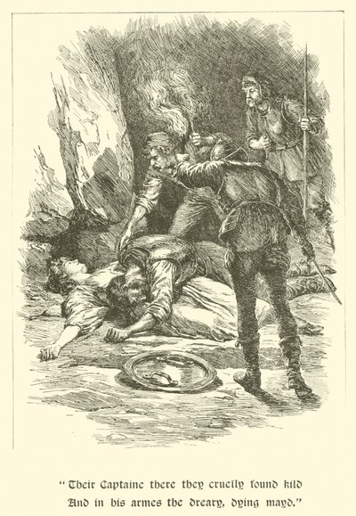 Sir Calidore, Ritter der Höflichkeit, In der Räuberhöhle (Gravur) von Arthur George Walker