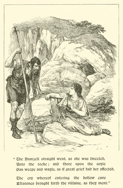 Die Abenteuer von Sir Artegall, In der Höhle des Betrugs (Gravur) von Arthur George Walker