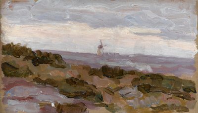 Landschaftsstudie mit Windmühle am Horizont, um 1900 von Arthur Haythorne Studd