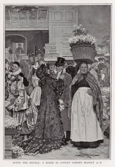 Nach den Festlichkeiten - eine Szene auf dem Covent Garden Markt von Arthur Herbert Buckland