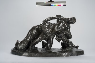 Mann im Kampf mit Löwinnenjungem (Bronze) von Arthur Putnam