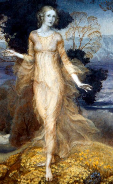 Eine junge Frau im Garten, ca. 1920 von Arthur Rackham