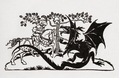Georg und der Drache. Aus dem Buch Englische Märchen, nacherzählt von F.A. Steel mit Illustrationen von Arthur Rackham, veröffentlicht 1927. von Arthur Rackham