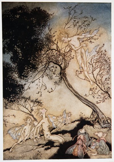 Geh, bring den Pöbel, über den ich dir Macht gebe, hierher, Frontispiz aus William Shakespeares Der Sturm, veröffentlicht 1926 von Arthur Rackham