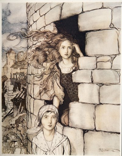 Jungfrau Maleen, aus Brüderchen & Schwesterchen und andere Märchen der Brüder Grimm, veröffentlicht 1917 von Arthur Rackham