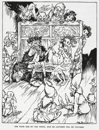 Sie nahm ihn am Handgelenk, und er lachte, bis er gluckste. Elfenmädchen und Kobolde. Illustration für 