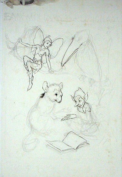 Studie für Emma Williams Burlinghams Exlibris von Arthur Rackham