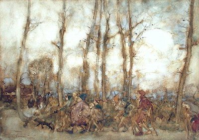 Die Bettler kommen in die Stadt von Arthur Rackham