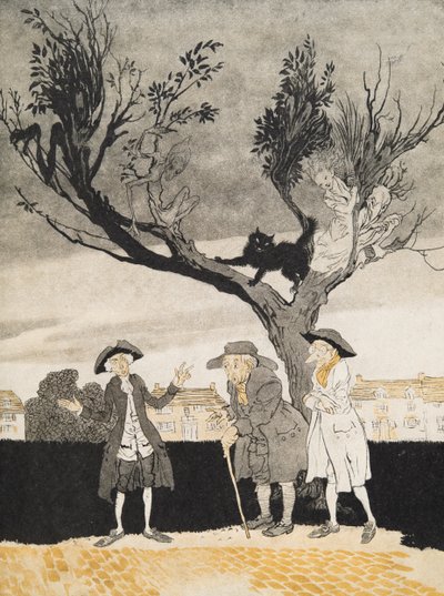 Die Männer von Sleepy Hollow (Innenseite), aus Die Legende von Sleepy Hollow von Washington Irving (1783 - 1859), veröffentlicht 1928 von Arthur Rackham