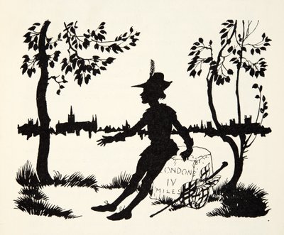 Turn again Whittingon, dreimal Bürgermeister von London, aus The Arthur Rackham Fairy Book, veröffentlicht 1933 von Arthur Rackham