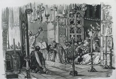 KARL DER GROSSE oder KARL I (742-814). König der Franken und Langobarden (768-814) und Heiliger Römischer Kaiser (800-814). Krönung von Karl dem Großen zum Heiligen Römischen Kaiser (800). von Artist Unknown