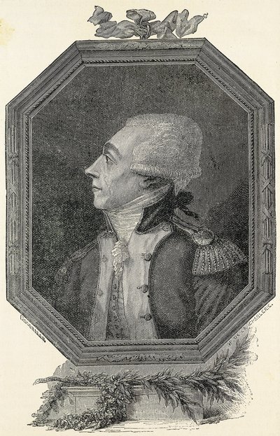 Lafayette, Marie Joseph Gilbert Motie Motier, Marquis von (1757-1834). Französischer Aristokrat und Militärmann, von liberaler Ideologie. Radierung von Artist Unknown