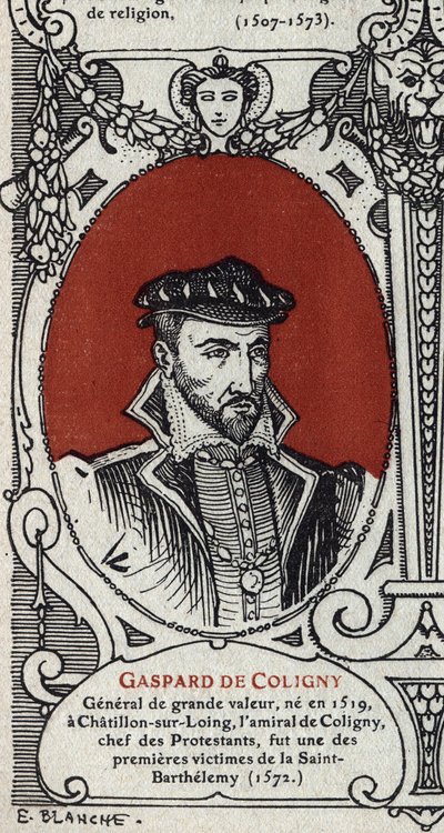 Porträt des französischen Admirals Gaspard de Coligny (Gravur) von Artist Unknown