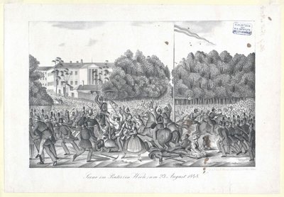Szene im Prater (in Wien) am 23. August 1848 von Artist Unknown