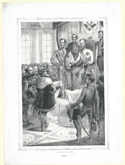 Die ungarischen Abgeordneten vor Seiner Majestät Kaiser Ferdinand I. in der Woche im März 1848 von Artist Unknown