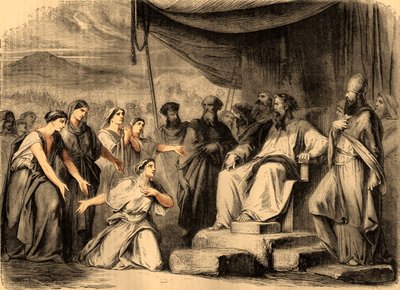 Die Töchter von Zelophehad vor Moses (Druck) von Artist Unknown