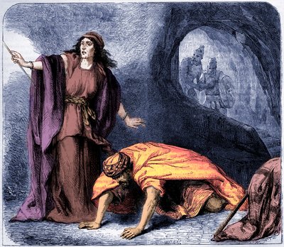 Die Erweckung Samuels durch die Hexe von Endor - Bibel (Druck) von Artist Unknown