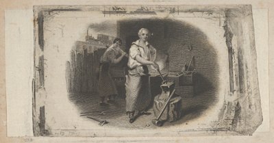 Banknotenvignette mit einem Schmied und einer Schmiede, ca. 1824-37 von Asher Brown Durand.