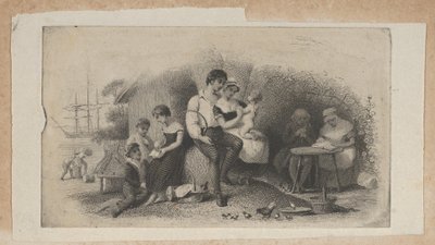 Banknotenvignette mit Figuren verschiedenen Alters, die Lebensphasen darstellen von Asher Brown Durand.