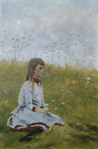 Mädchen auf einer Blumenwiese, ca. 1885 von Asta Nørregaard