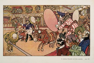 Zirkus und der Esel Pinocchio, Illustration aus Pinocchio von Attilio Mussino