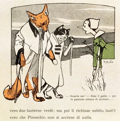 Pinocchio trifft Katze und Fuchs von Attilio Mussino