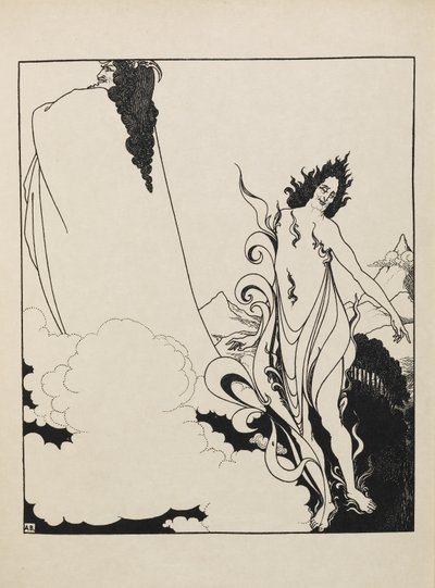 Das vierte Tableau des Rheingolds aus einem Buch mit fünfzig Zeichnungen von Aubrey Beardsley