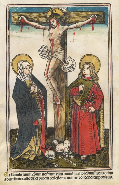 Christus am Kreuz mit der Jungfrau und dem heiligen Johannes von Augsburg 15th Century