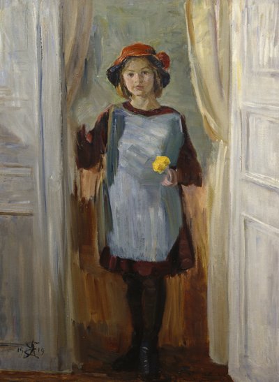 Mädchen in der Tür (Maria Eiebakke) 1918 von August Eiebakke