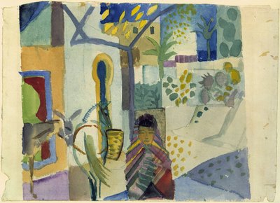 Mädchen mit Pferd und Esel von August Macke