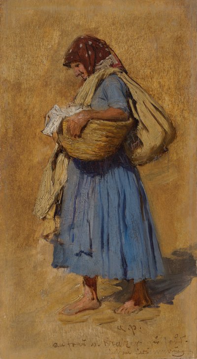 Die Frau eines Bauern putzt sich die Nase von August Ritter von Pettenkofen