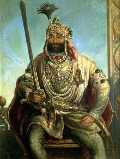 Porträt von Maharaja Sher Singh, in königlicher Kleidung, ca. 1850 von August Theodor Schoefft