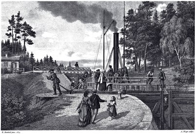 Ansicht der Juustila-Schleuse in Finnland, 1873 von August Weger