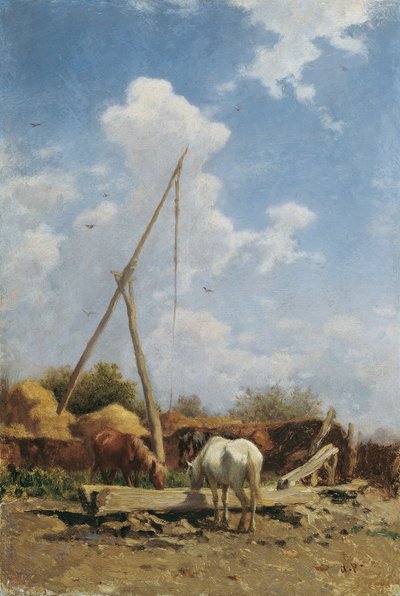 Ungarische Pferdetränke von August von Pettenkofen
