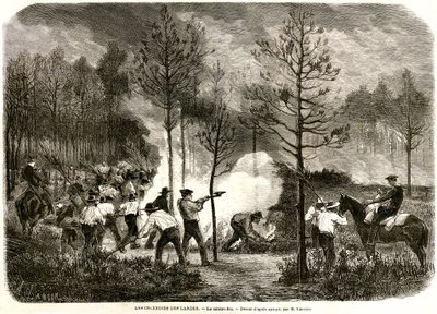 Der große Brand der Landes, das Gegenfeuer von Auguste Andre Lancon