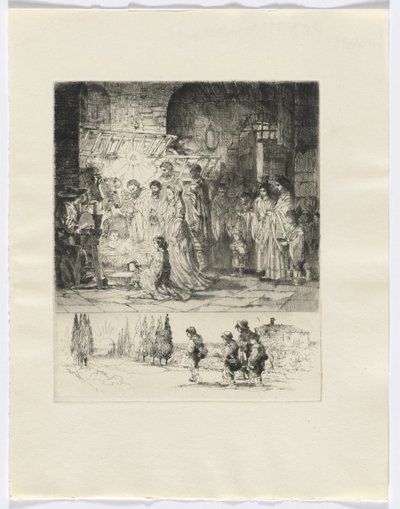 Frédéric Mistral: Mémoires et Recits von Frédéric Mistral: Geburt Christi / Figuren auf einer Straße (Einfügung nach S. 32) von Auguste Brouet