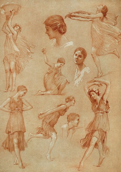 Skizzen, die die amerikanische Tänzerin Isadora Duncan von Auguste François Marie Gorguet darstellen von Auguste Francois Gorguet