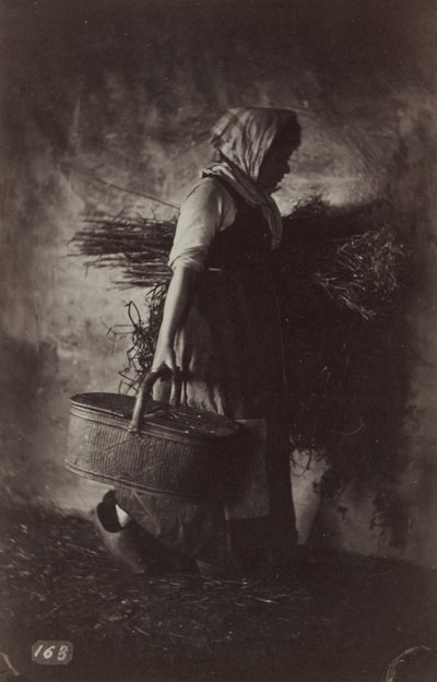 Bäuerin mit einem Korb und Heu, ca. 1870 von Auguste Giraudon