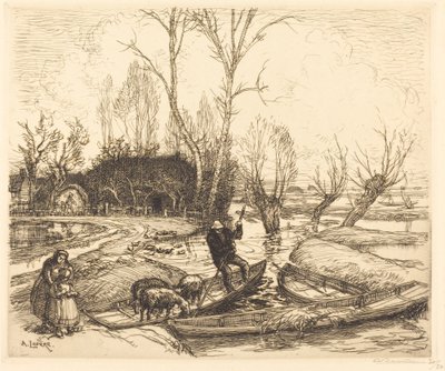 Im überfluteten Sumpf - Der Schäfer von Auguste Lepere