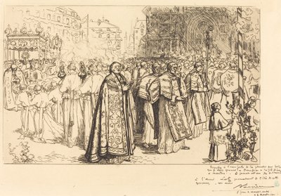 Rückkehr der Prozession zur Kathedrale von Nantes von Auguste Lepere