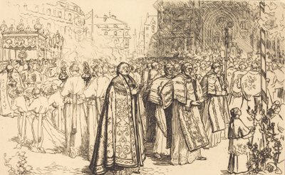 Rückkehr der Prozession zur Kathedrale von Nantes, 190 von Auguste Lepere