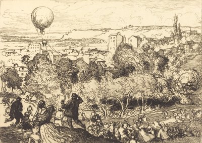 Der fallende Ballon, in Pré-Saint-Gervais, 1910 von Auguste Lepere