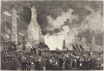 14. Juli. Beleuchtung des Place de la République von Auguste Lepère after Henri Louis Scott