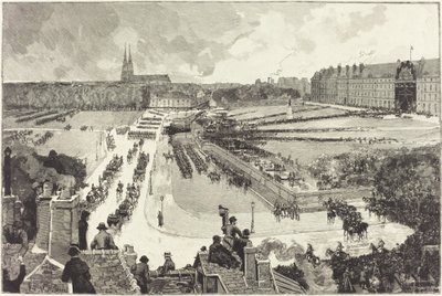 Die militärischen Ehren, die der sterblichen Hülle von Admiral Courbet erwiesen wurden von Auguste Lepère and Louis Tinayre